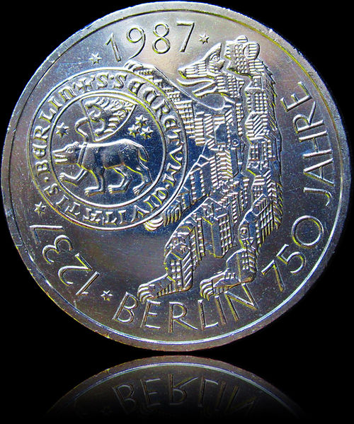 750 JAHR FEIER BERLIN, Serie 10 DM Silbermünze, 1987