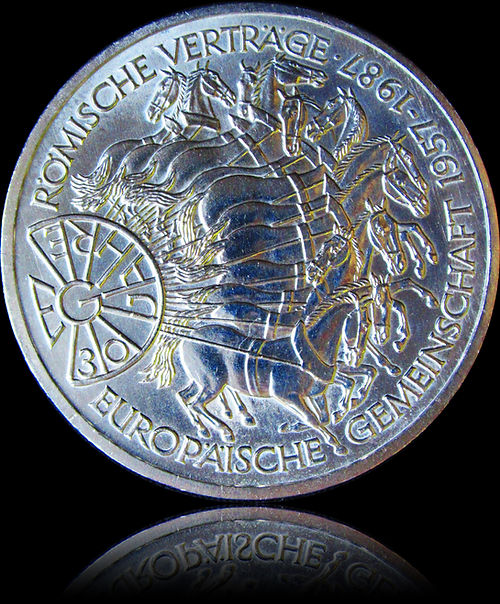 30 JAGRE RÖMISCHE VERTRÄGE, Serie 10 DM Silbermünze, 1987