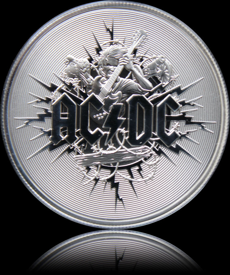 AC/DC, Australia 1 oz Silver Frosted Uncirculated $1, 2021