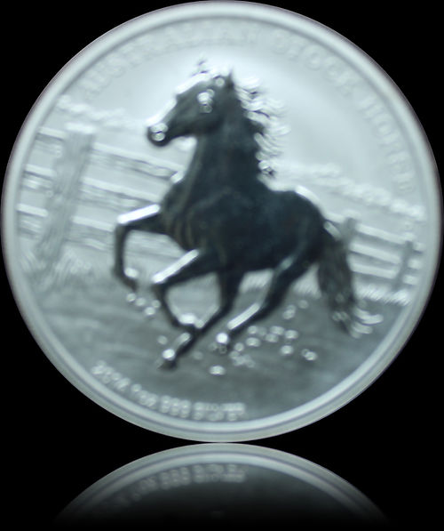 AUSTRALIAN STOCK HORSE 2014, Stock Horse series in blister, 1 oz silver $1, 2014