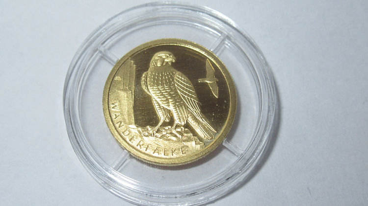 WANDERFALKE, Serie Heimische Vögel, 1/8 oz Gold 20 € -A-, 2019