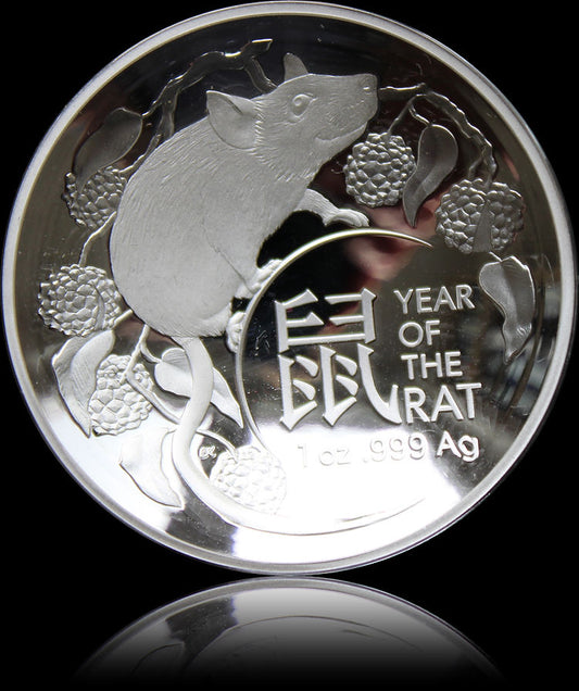 YEAR OF THE RAT, Serie Lunar II RAM,  1 oz Silver 5$, Proof Domed 2020