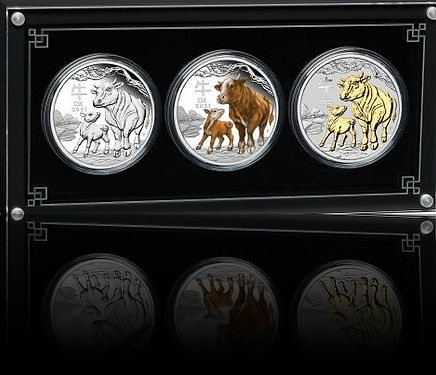 3-COIN SET YEAR OF THE OX, Serie Lunar III 2021 3 x 1 oz Silber, 3 x 1$, 2021