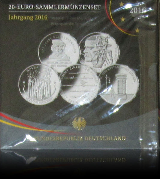 Vintage set 2016 Silver 20-Euro Germany mirror finish, 2016