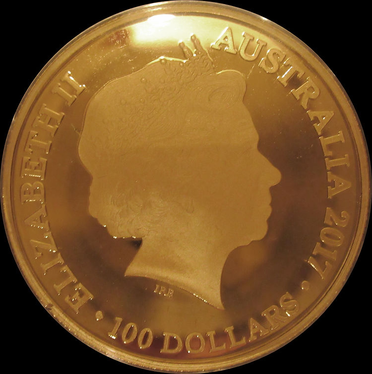 KANGAROO AT SUNSET, 10th Anniversary 1 oz Gold 100$ Proof, 2017