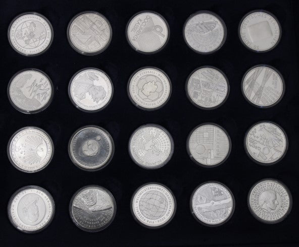 51 Stück, Serie 10 € Silber Gedenkmünzen Deutschland, Stempelglanz, 2002 - 2011