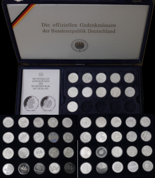 51 Stück, Serie 10 € Silber Gedenkmünzen Deutschland, Stempelglanz, 2002 - 2011