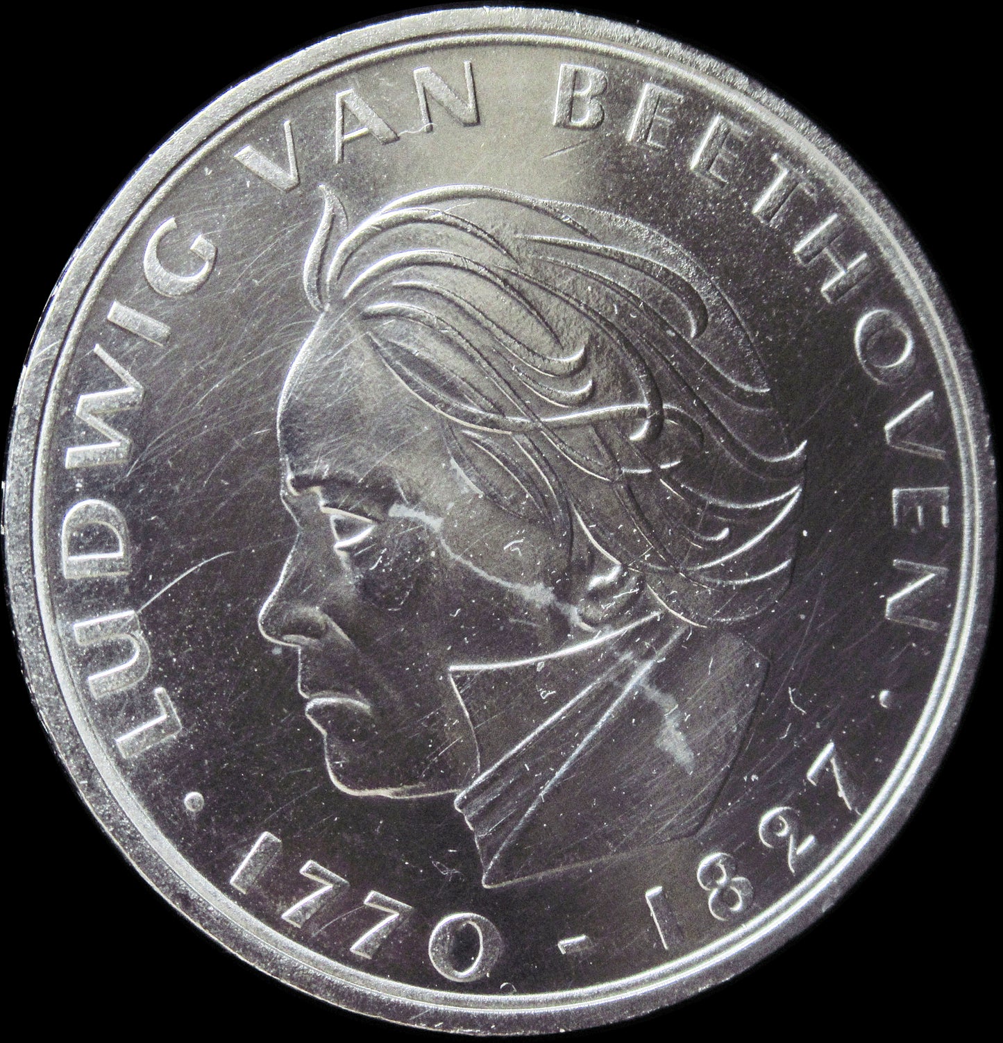 200. GEBURTSTAG LUDWIG VAN BEETHOVEN, Serie 5 DM Silbermünze, 1971