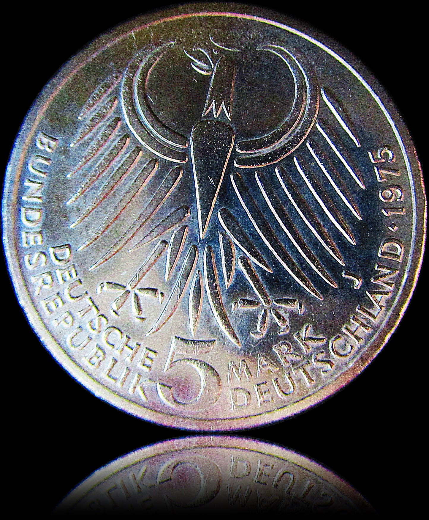 50TH ANNIVERSARY OF DEATH FRIEDRICH EBERT, series 5 DM silver coin, 1975