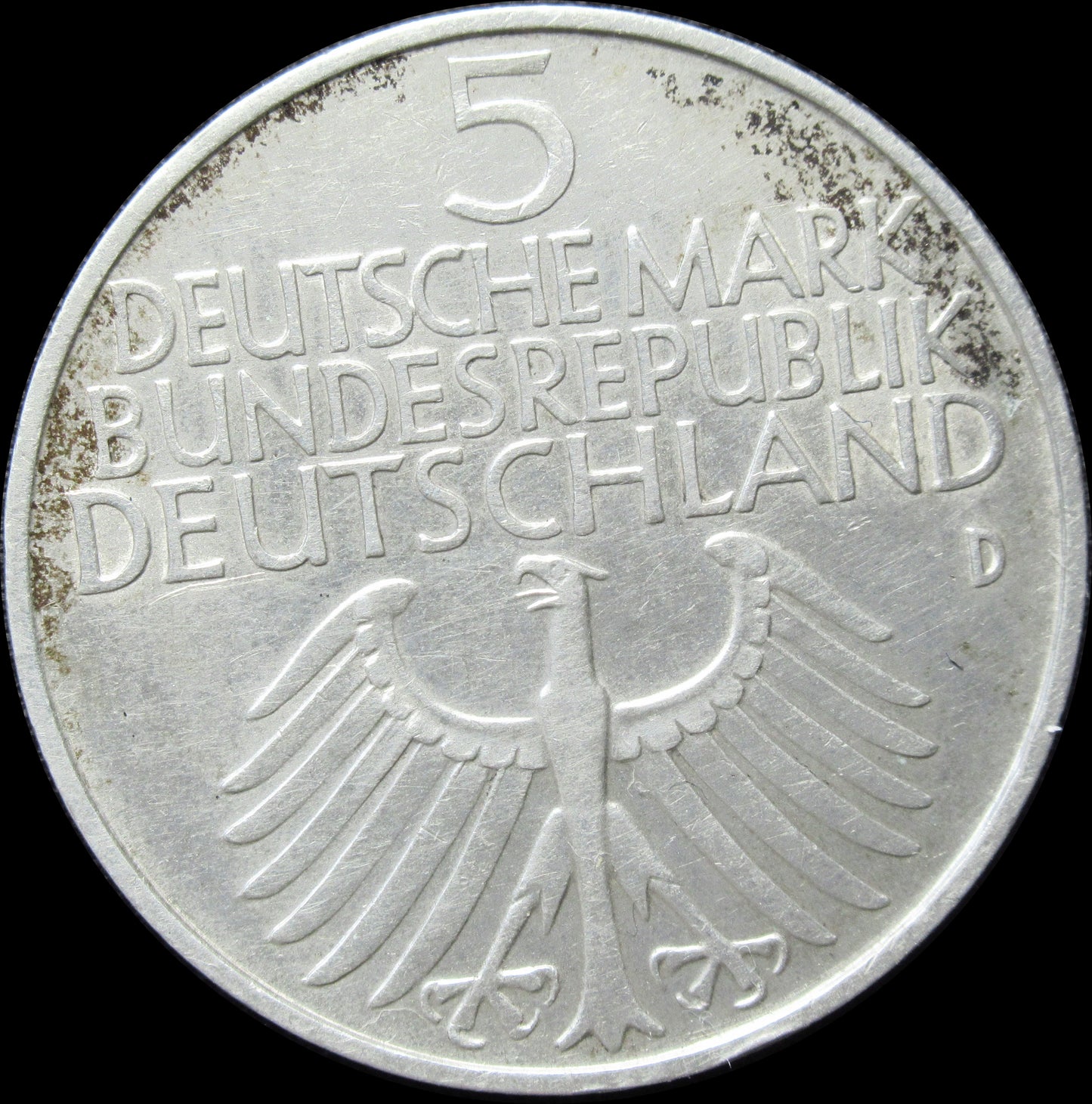 100 YEARS OF THE GERMAN NATIONAL MUSEUM, series 5 DM silver coin, 1953