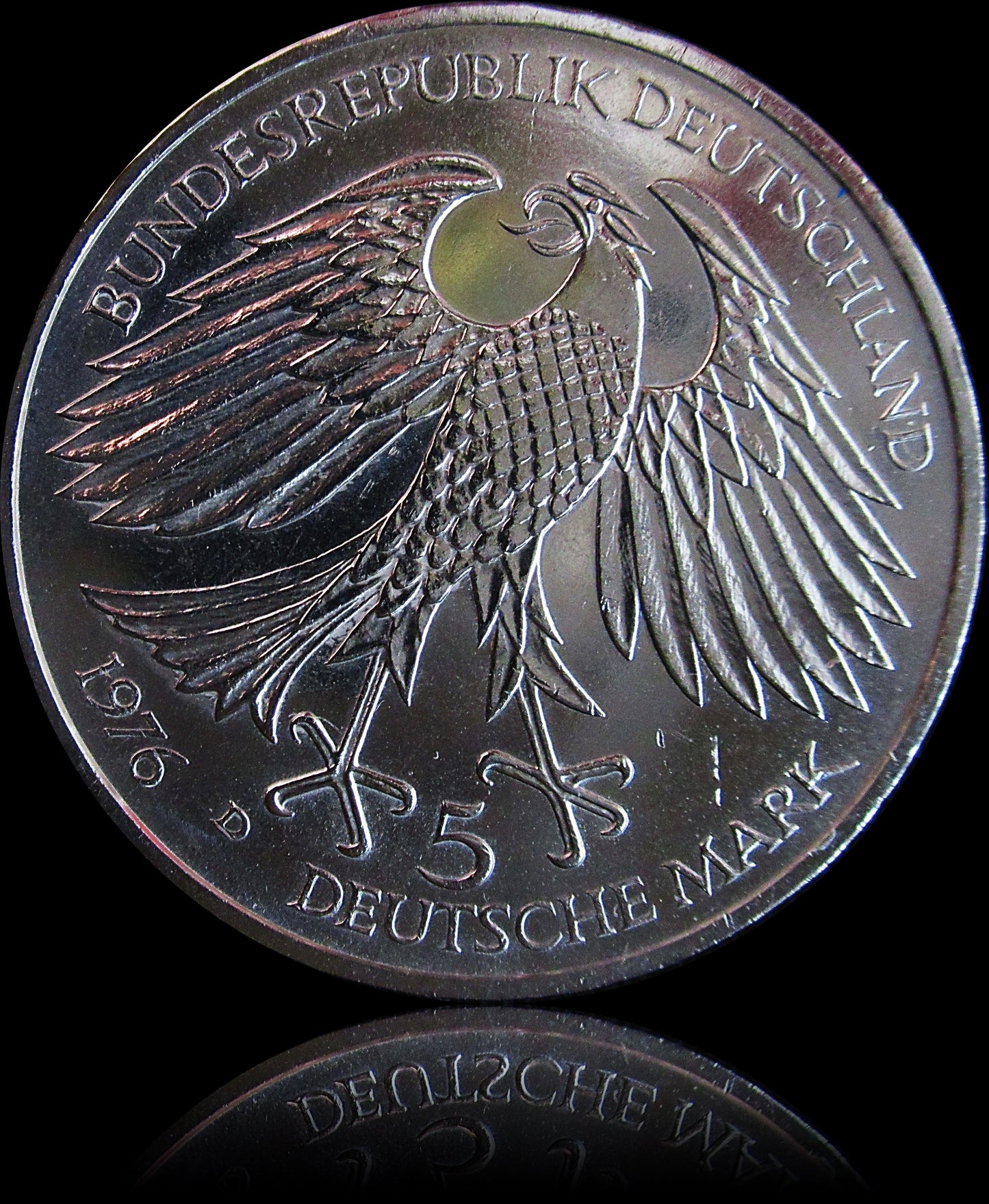 300TH ANNIVERSARY OF DEATH GRIMMELSHAUSEN, series 5 DM silver coin, 1976