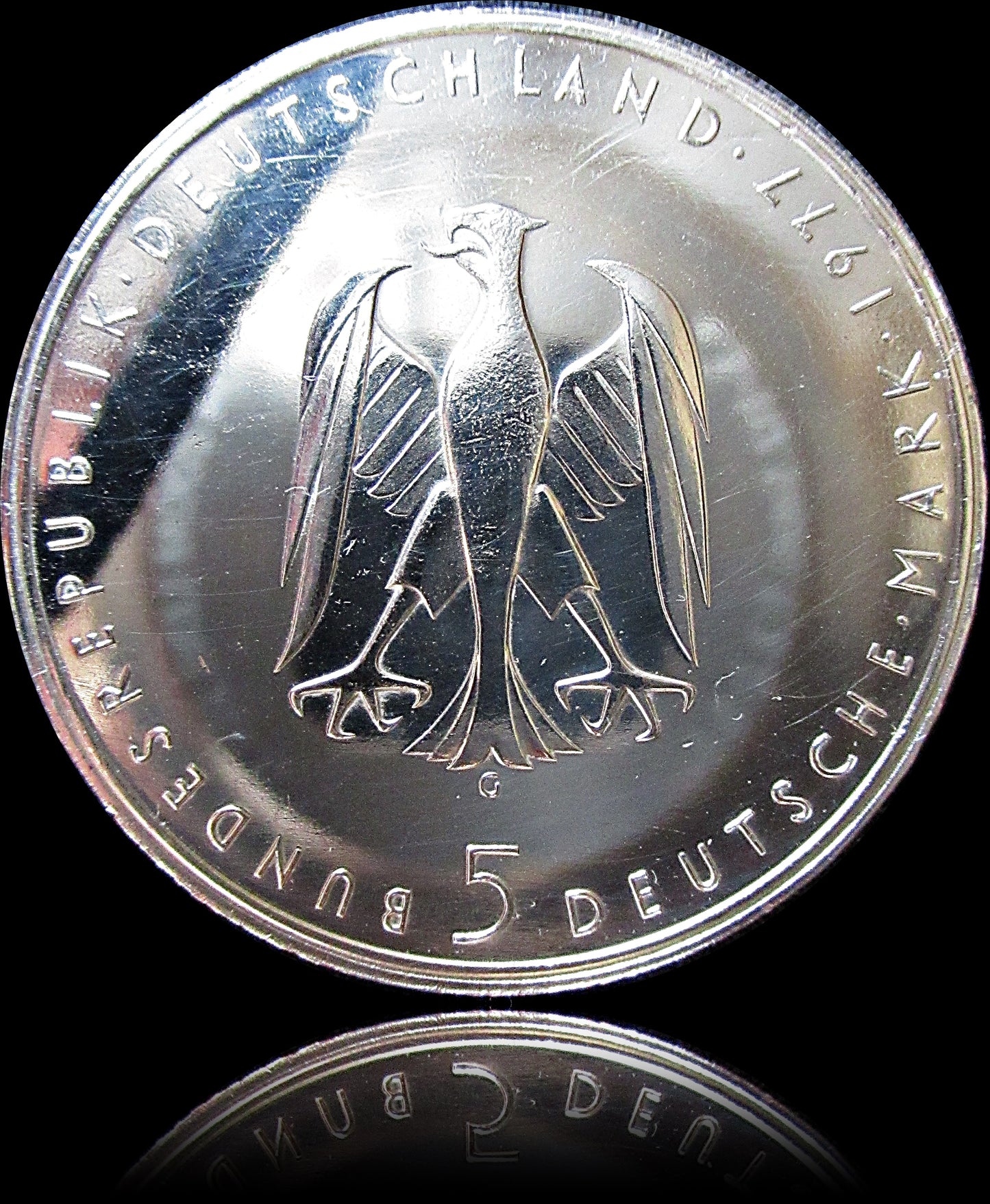 250TH BIRTHDAY OF HEINRICH VON KLEIST, series 5 DM silver coin, 1977