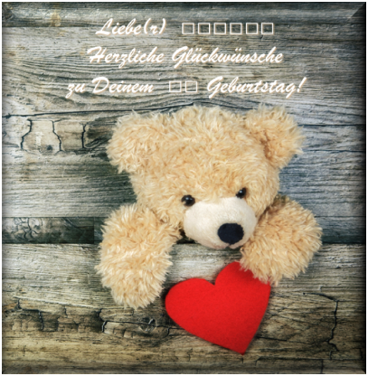 Birthday - Bear - Own text - 20 € gold