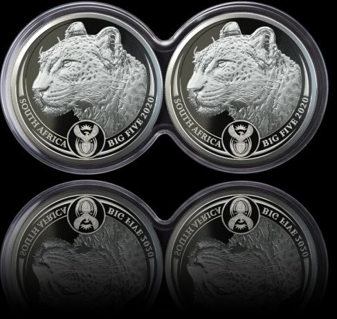 2 x LEOPARD, Big Five Series I, 2 x 1 oz Silver Proof, 2020