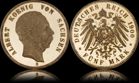 5 Mark Sachsen 1900 E Silber, König Albert, Deutsches Kaiserreich, Jaeger-Nr. 125