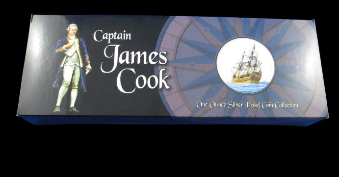 CAPTAIN COOK SILVER PROOF COIN COLLECTION, 4 x 1 oz Silver 1$, Proof, 2009