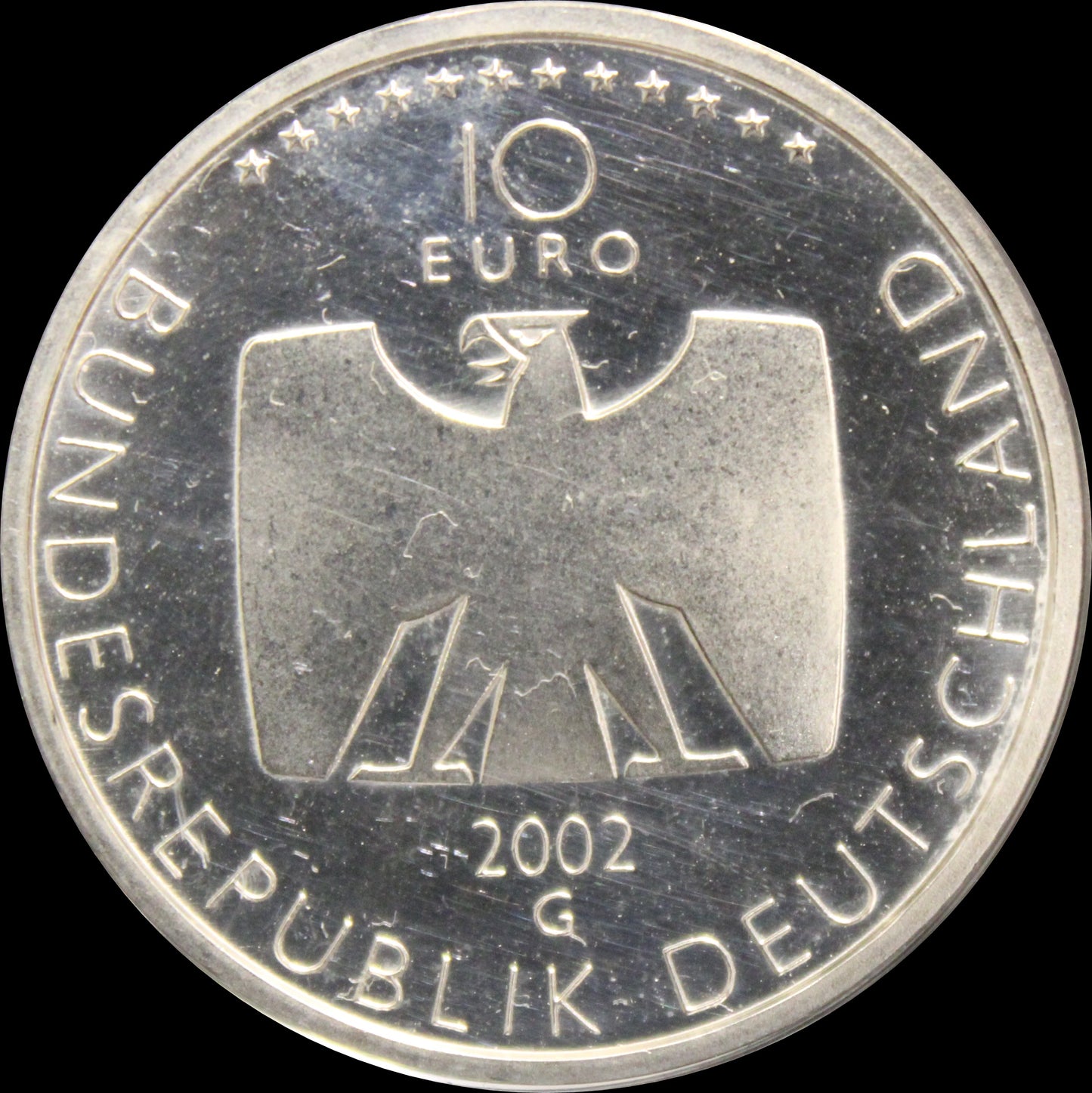 50 JAHRE DEUTSCHES FERNSEHEN, Serie 10 € Silber Gedenkmünzen Deutschland, Stempelglanz, 2002