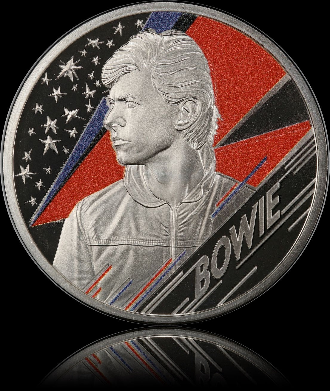 DAVID BOWIE, Music Legends series, 1 oz Silver Proof Colored PF69 Error Coin 2£, 2020