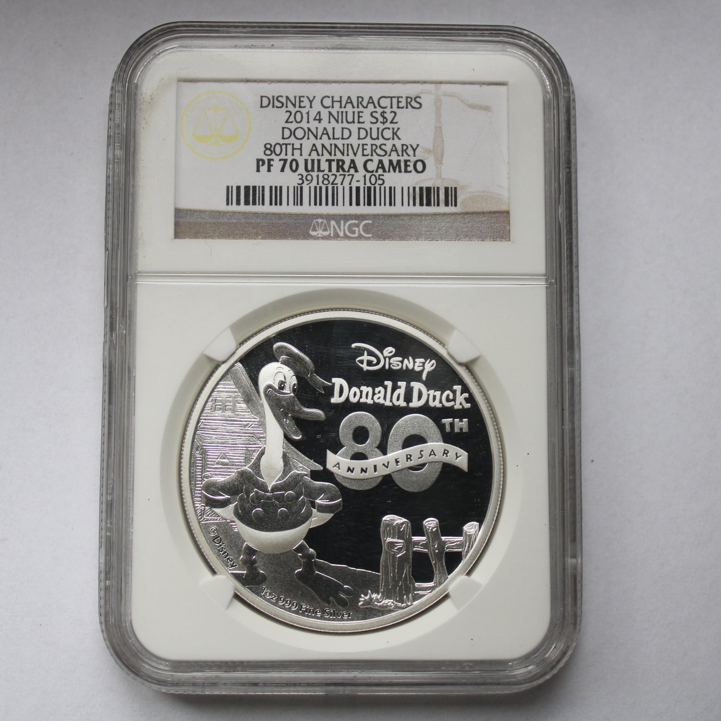 DISNEY – 80TH ANNIVERSARY OF DONALD DUCK, Mickey and Friends series, 1 oz Silver Proof PF70, 2014