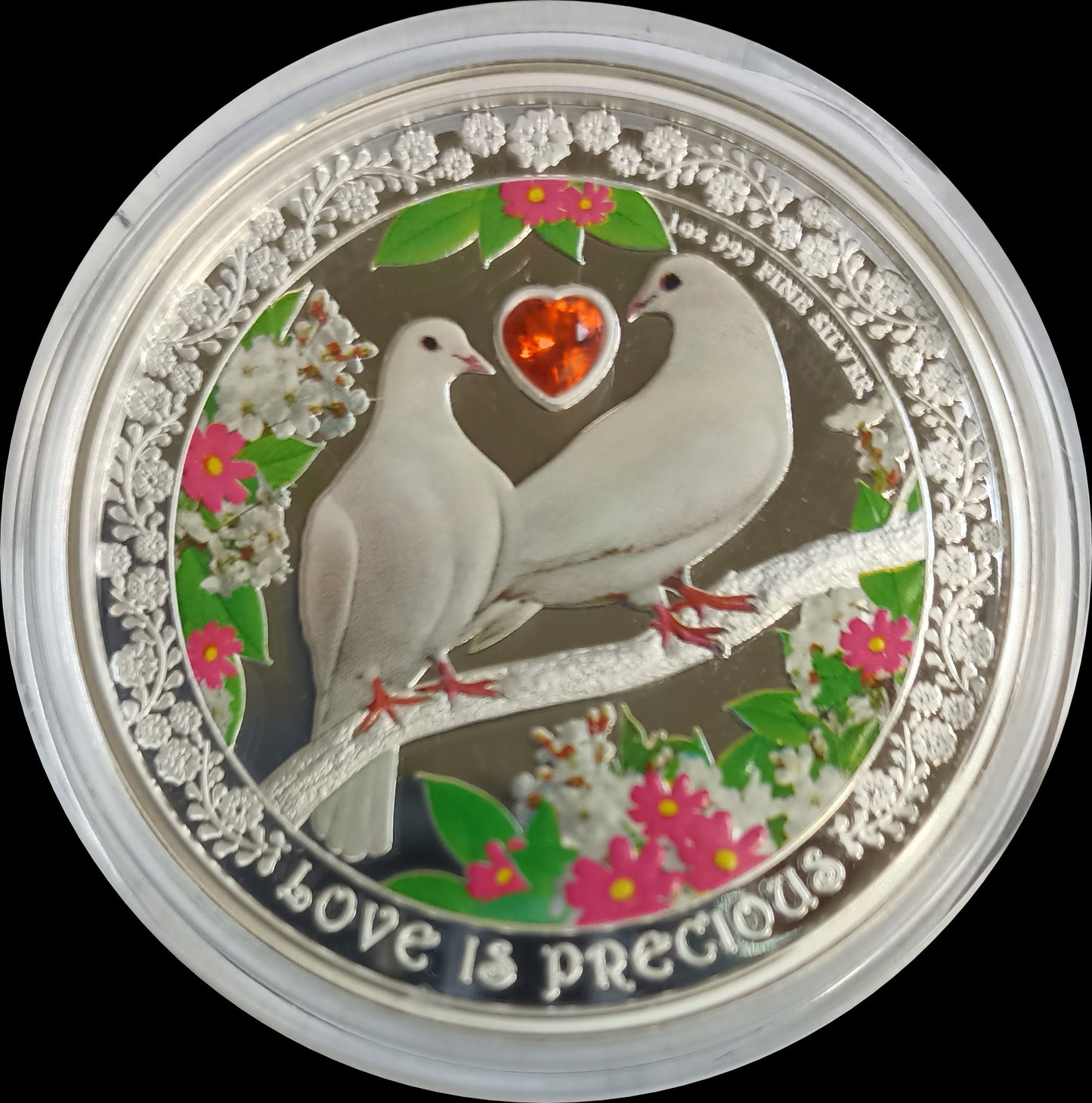 LOVE IS PRECCIOUS -  Doves, 1 oz Silver Proof 1$, Niue, 2022