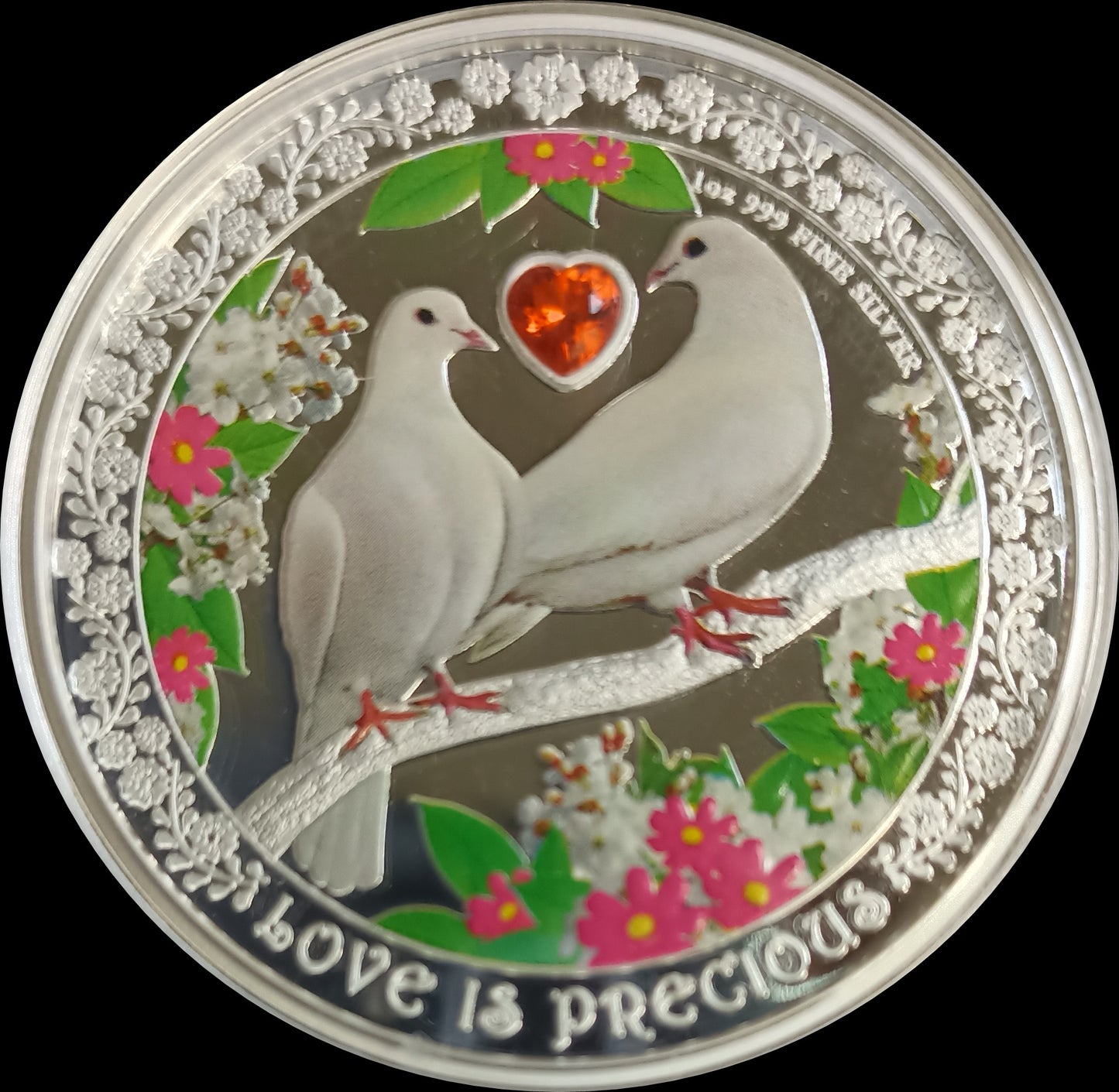 LOVE IS PRECCIOUS -  Doves, 1 oz Silver Proof 1$, Niue, 2022