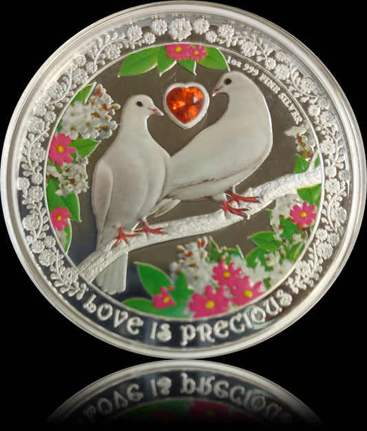 LOVE IS PRECCIOUS -  Doves, 1 oz Silver Proof 1$, Niue, 2022