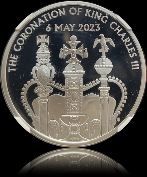 CORONATION REGALIA - King Charles III Coronation, 1 oz Silver PF 70, 5£, 2023