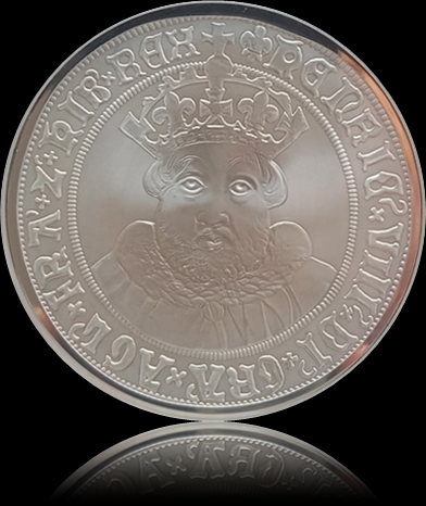 Henry VIII, British Monarch, 10 £, 5 oz Silver PR 69, 2023