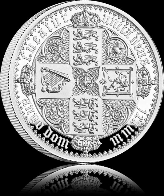 GOTHIC CROWN QUARTERED ARMS, Serie Great Engraveurs, 2 oz Silber 5£, Proof, 2021