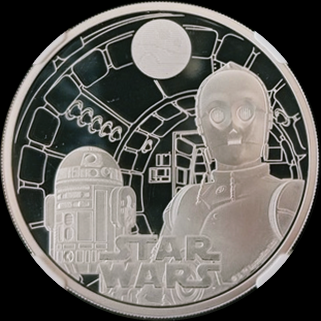 R2-D2 und C-3PO , Serie Star Wars Character Duos, 2£, 1 oz Silver PF 69, 2023