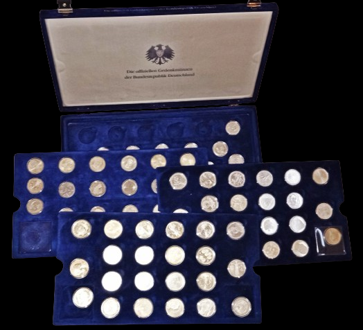 10 DM COMMEMORATIVE COINS 1972 -2001 (FULL), 43 pieces