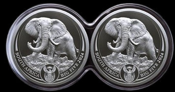 2 x ELEPHANT, Big Five Series II, 2 x 1 oz Silver Proof, 2021