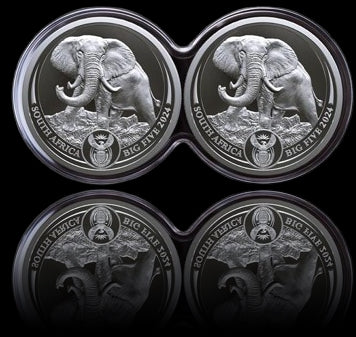 2 x ELEPHANT, Big Five Series II, 2 x 1 oz Silver Proof, 2021