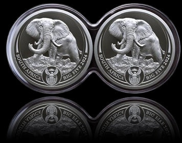 2 x ELEPHANT, Big Five Series II, 2 x 1 oz Silver Proof, 2021