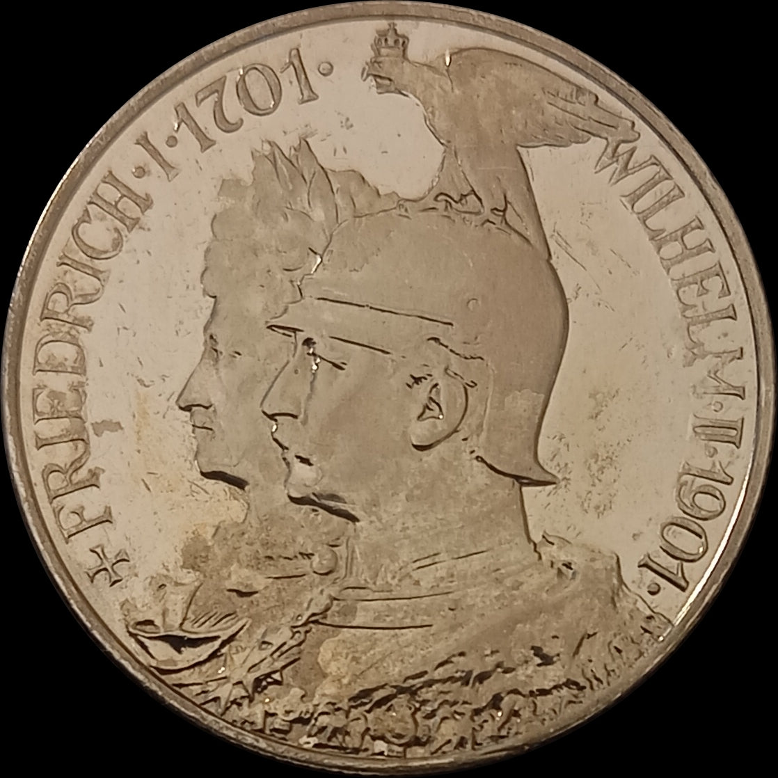 2 Mark Preussen 1901 A Silber, 200 Jahre Königreich, Deutsches Kaiserreich, Jaeger-Nr. 105