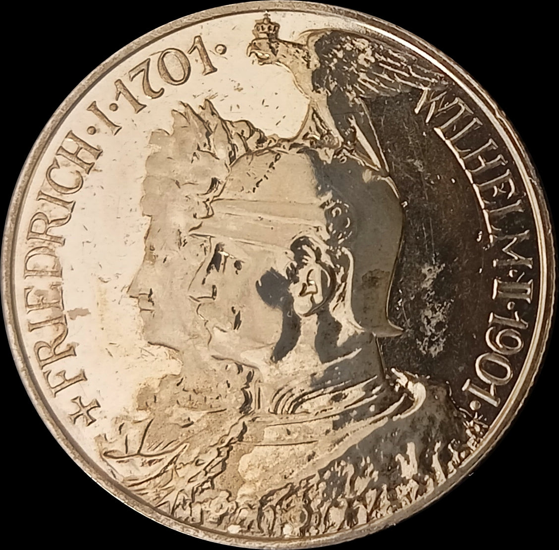 2 Mark Preussen 1901 A Silber, 200 Jahre Königreich, Deutsches Kaiserreich, Jaeger-Nr. 105