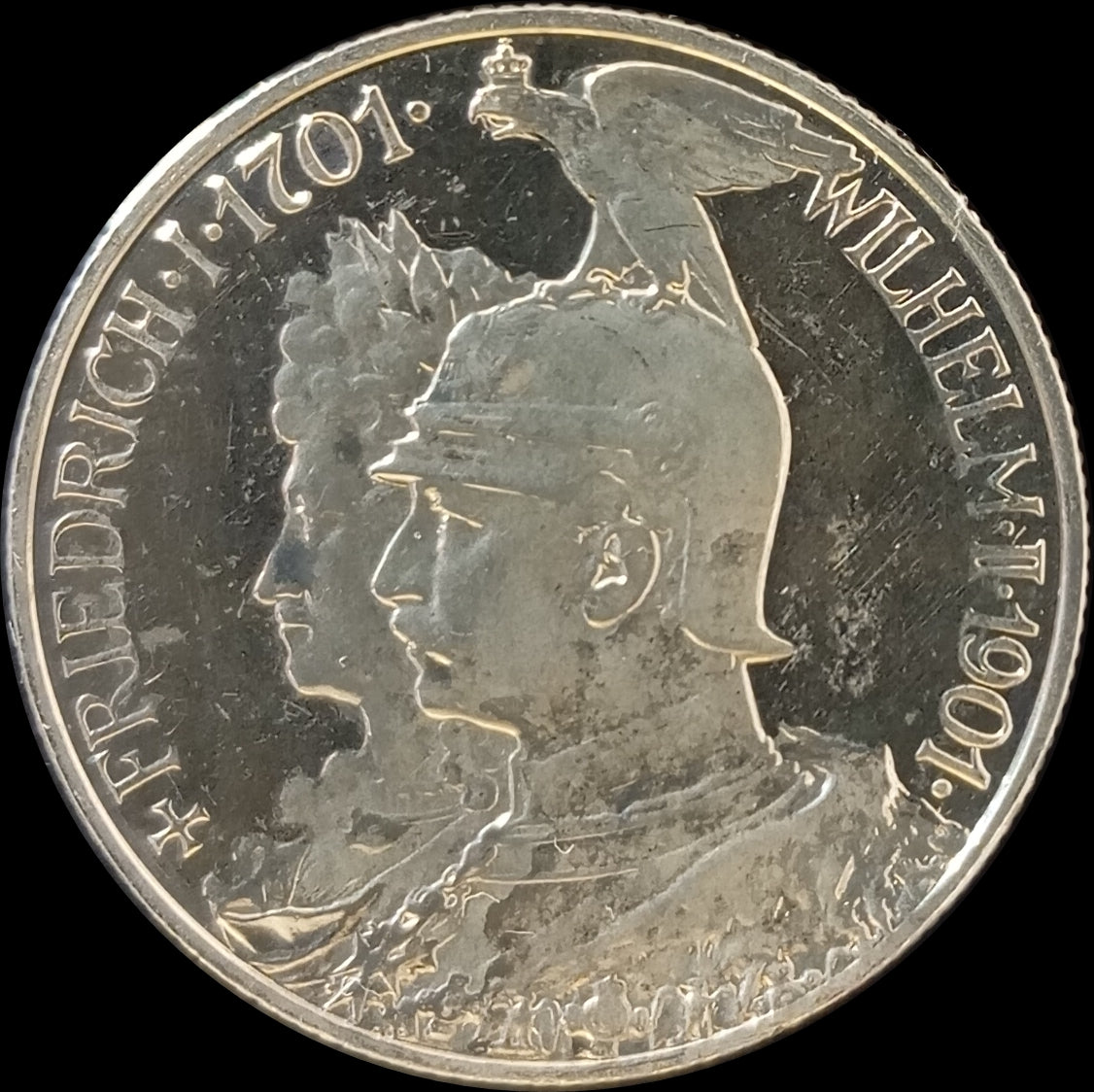 2 Mark Preussen 1901 A Silber, 200 Jahre Königreich, Deutsches Kaiserreich, Jaeger-Nr. 105