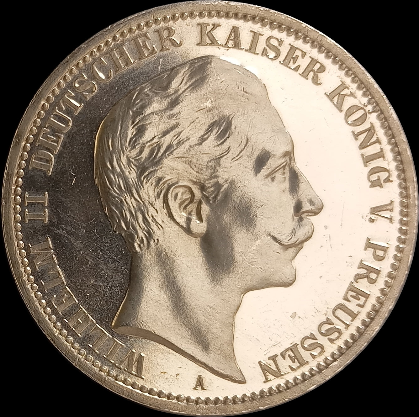 3 Mark Preußen 1908 A Silber, Kaiser Wilhelm II. Deutsches Kaiserreich, Jaeger-Nr. 103