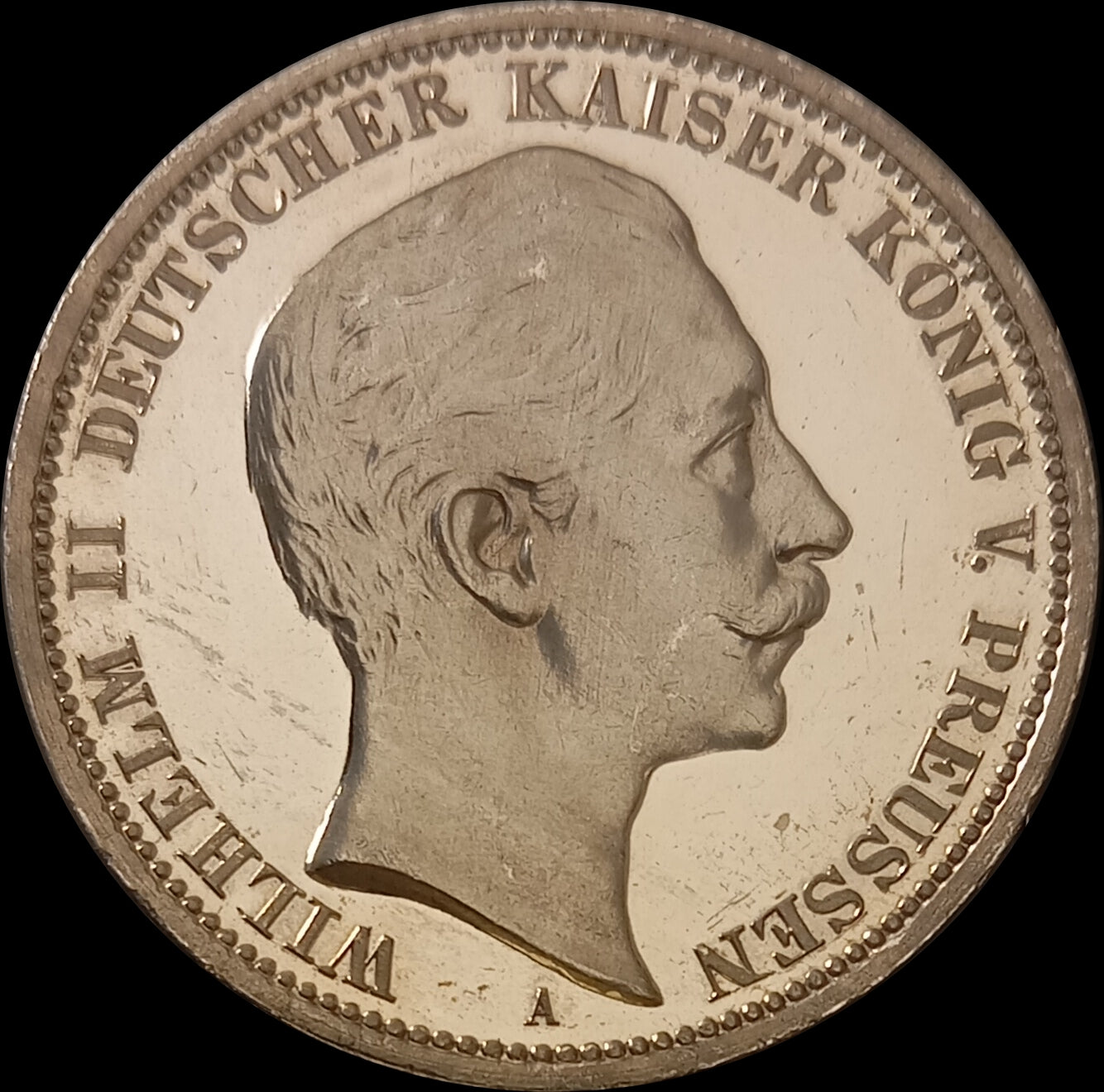 3 Mark Preußen 1908 A Silber, Kaiser Wilhelm II. Deutsches Kaiserreich, Jaeger-Nr. 103