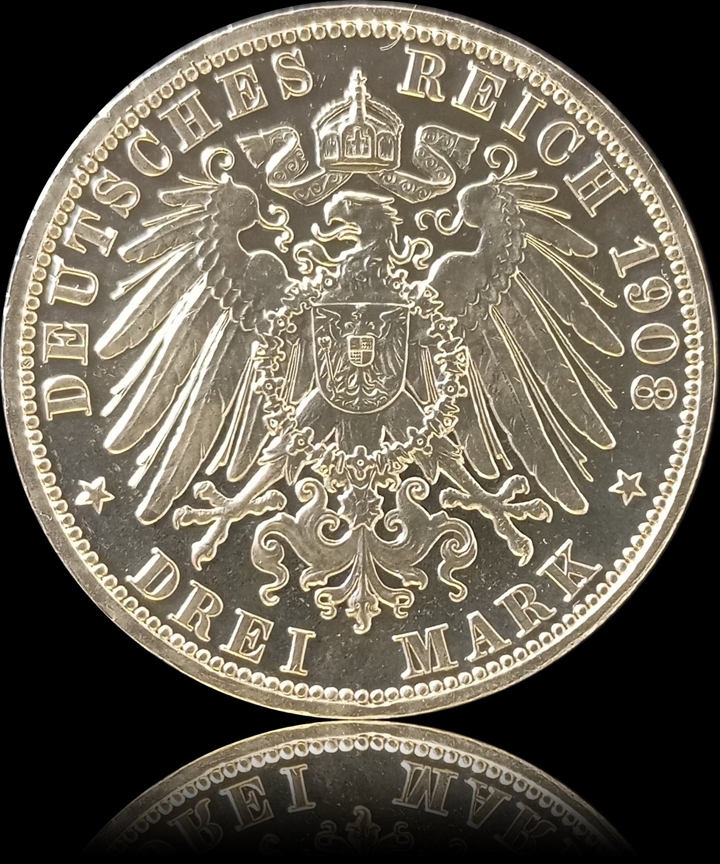 3 Mark Preußen 1908 A Silber, Kaiser Wilhelm II. Deutsches Kaiserreich, Jaeger-Nr. 103