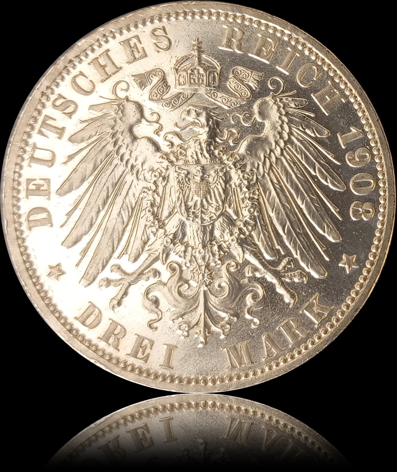 3 Mark Preußen 1908 A Silber, Kaiser Wilhelm II. Deutsches Kaiserreich, Jaeger-Nr. 103