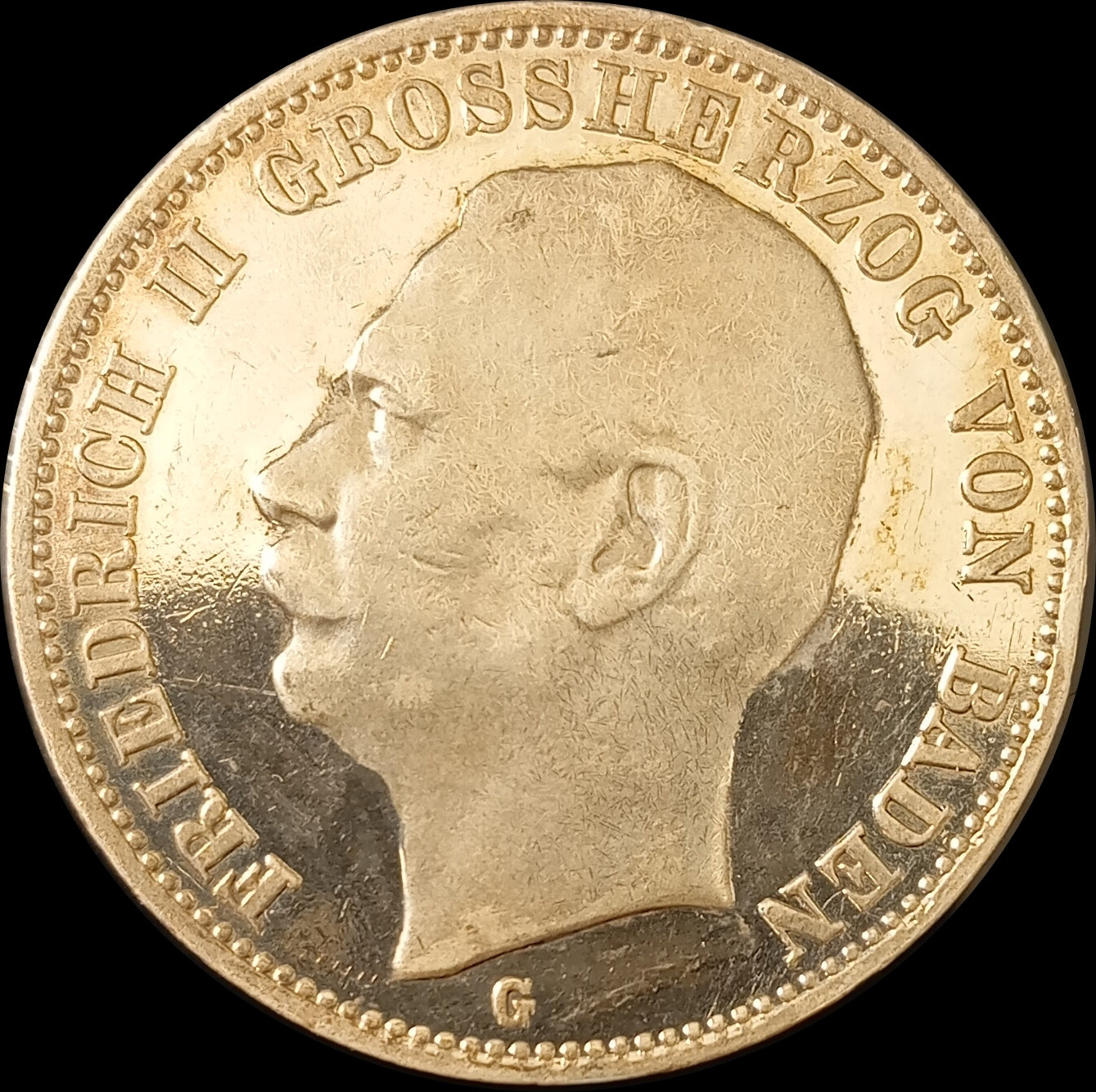 3 Mark Baden 1910 G, Silber, Friedrich Grossherzog von Baden, Deutsches Kaiserreich, Jaeger-Nr. 39