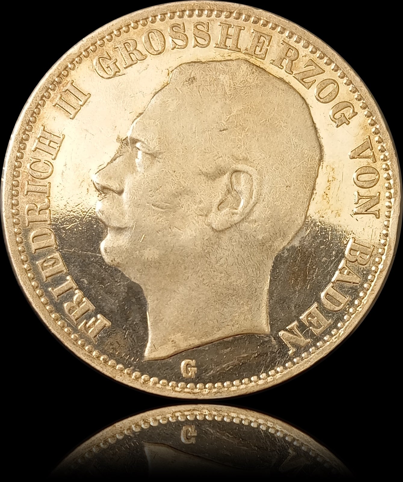 3 Mark Baden 1910 G, Silber, Friedrich Grossherzog von Baden, Deutsches Kaiserreich, Jaeger-Nr. 39