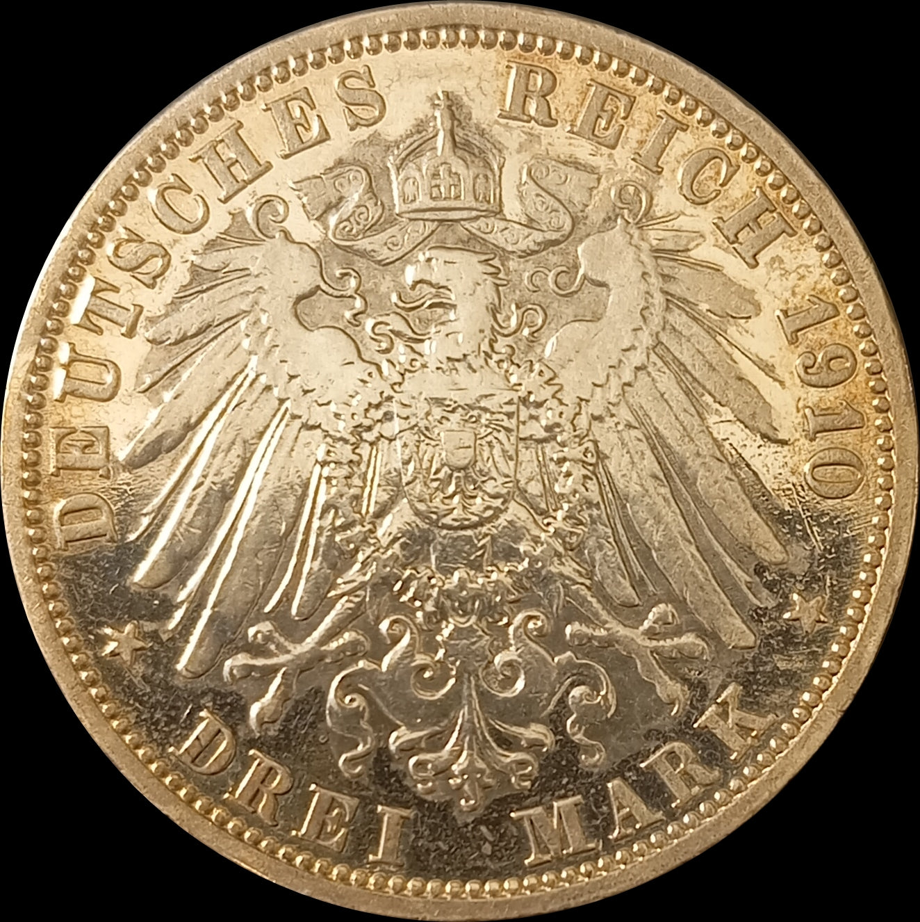 3 Mark Baden 1910 G, Silber, Friedrich Grossherzog von Baden, Deutsches Kaiserreich, Jaeger-Nr. 39