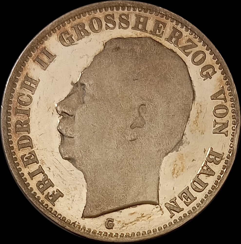 3 Mark Baden 1910 G, Silber, Friedrich Grossherzog von Baden, Deutsches Kaiserreich, Jaeger-Nr. 39