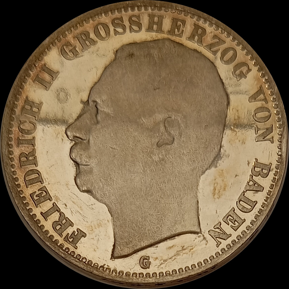 3 Mark Baden 1910 G, Silber, Friedrich Grossherzog von Baden, Deutsches Kaiserreich, Jaeger-Nr. 39