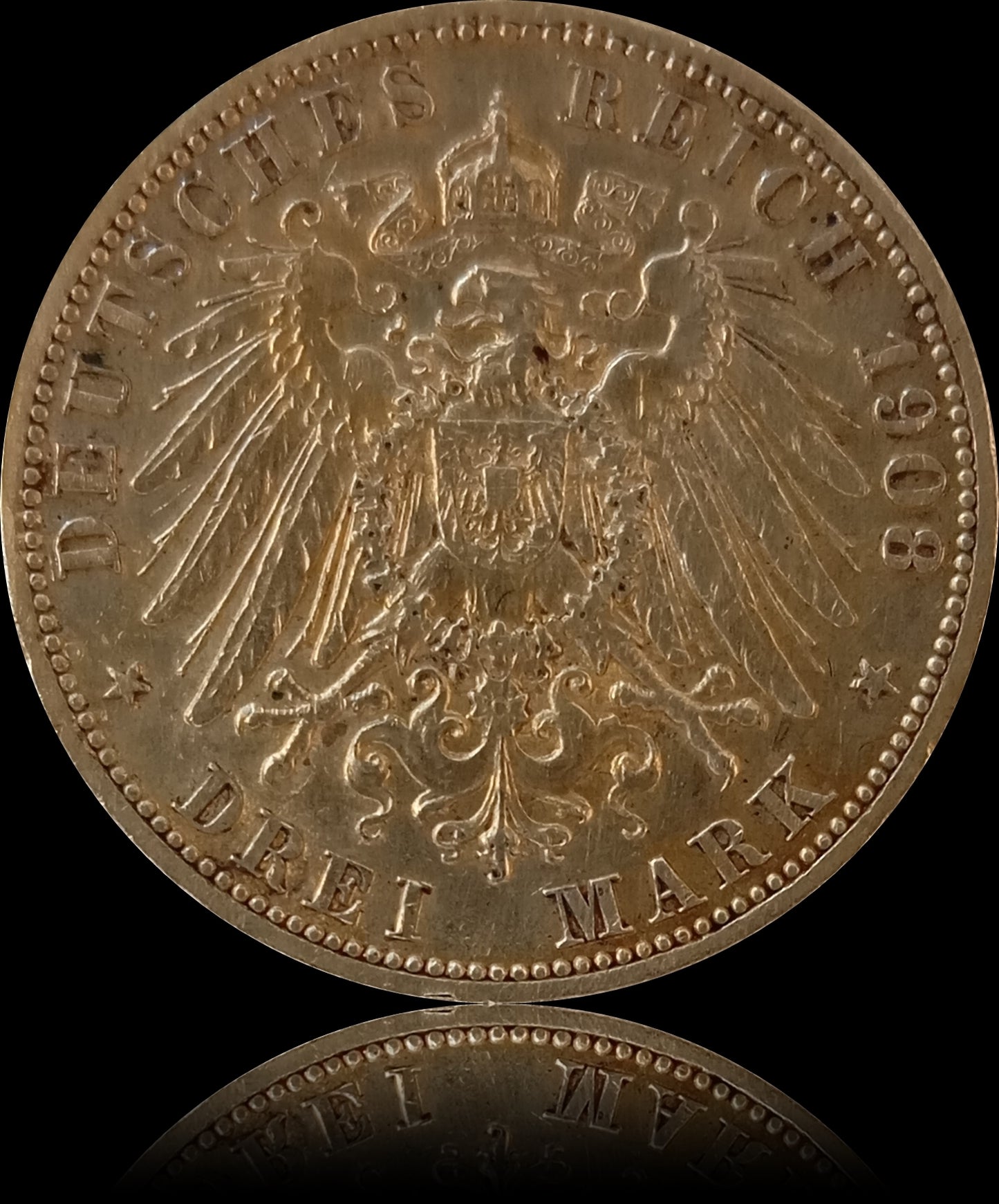 3 Mark Preußen 1908 A Silber, Kaiser Wilhelm II. Deutsches Kaiserreich, Jaeger-Nr. 103