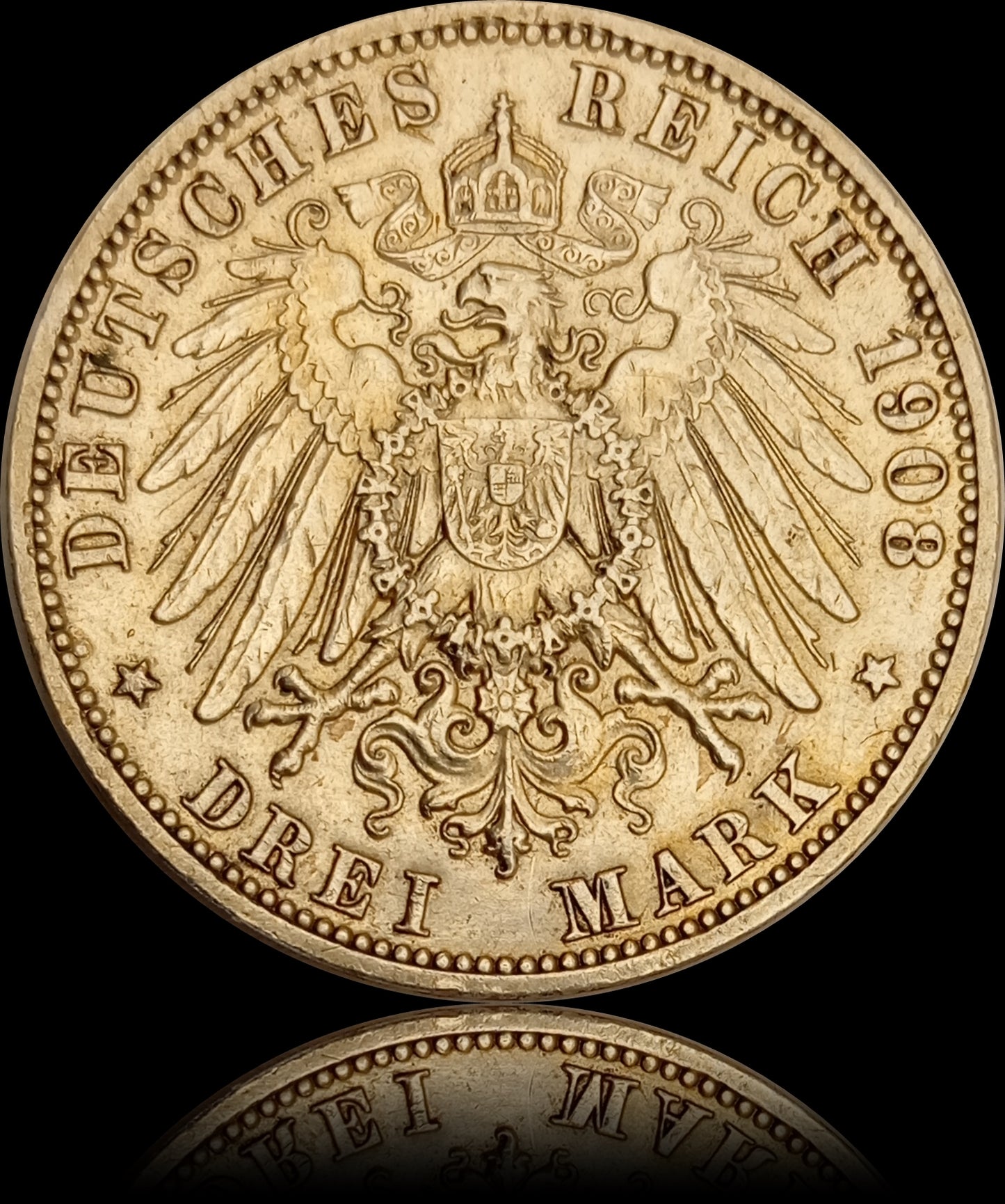 3 Mark Preußen 1908 A Silber, Kaiser Wilhelm II. Deutsches Kaiserreich, Jaeger-Nr. 103