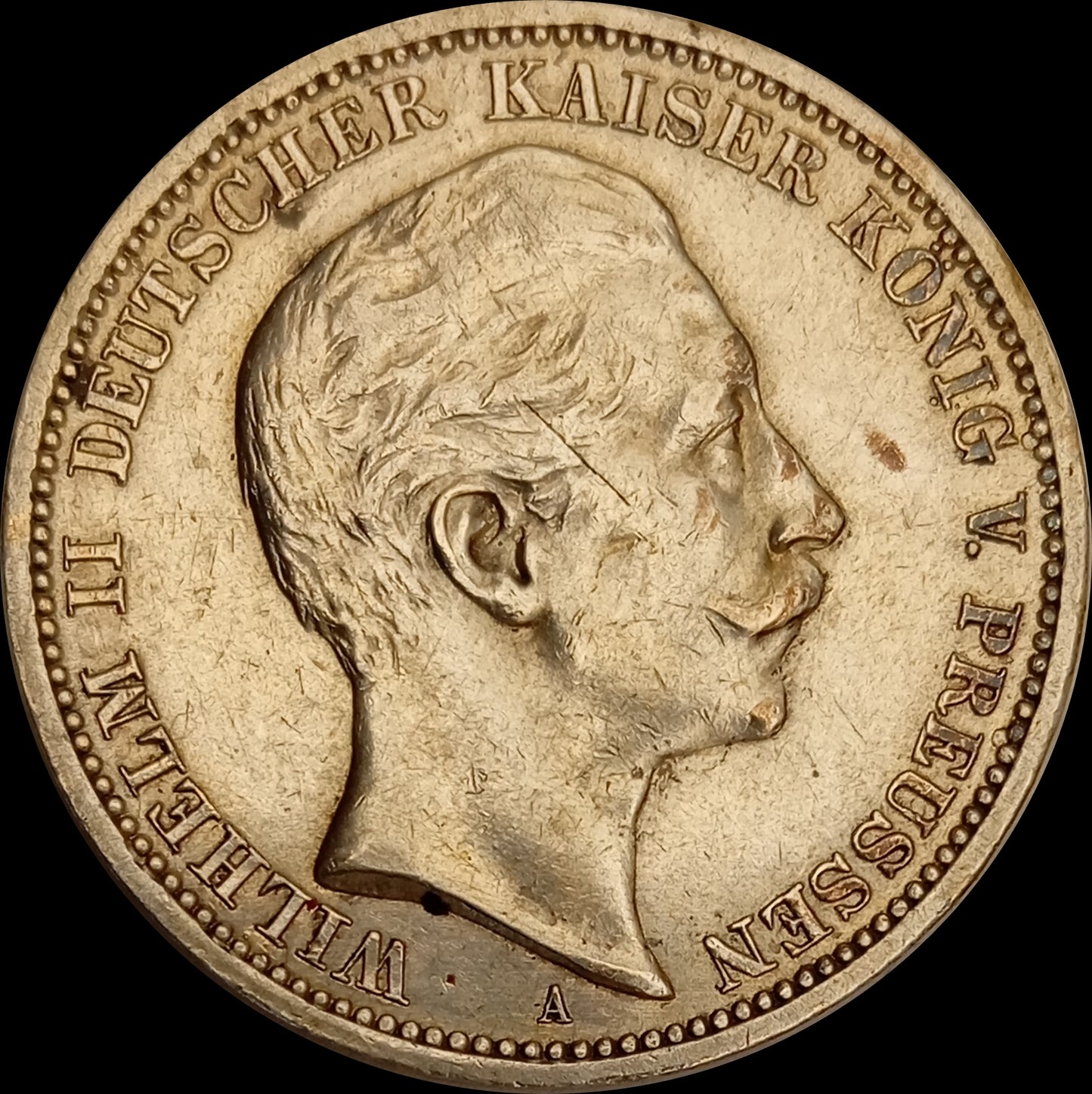 3 Mark Preußen 1908 A Silber, Kaiser Wilhelm II. Deutsches Kaiserreich, Jaeger-Nr. 103