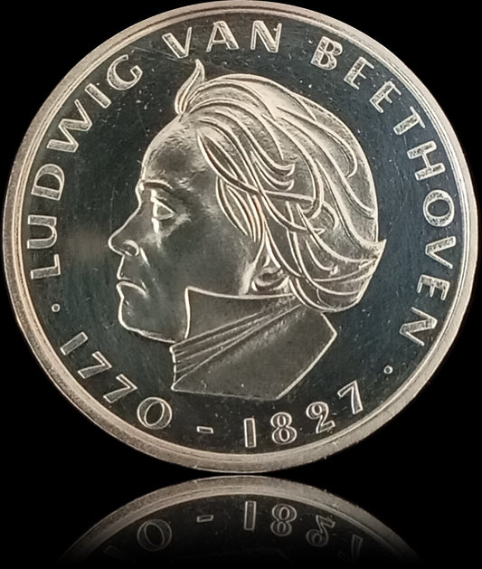 200. GEBURTSTAG LUDWIG VAN BEETHOVEN, Serie 5 DM Silbermünze Spiegelglanz, 1971